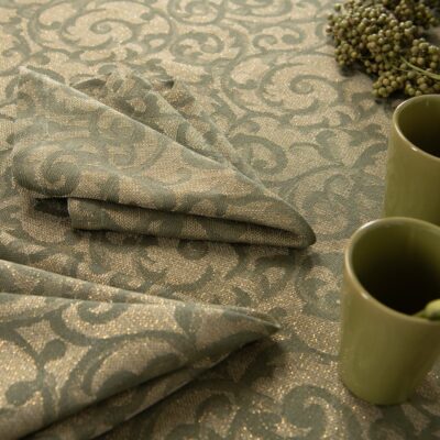 ATLANTA Tablecloth olive 12 linen cotton olive jacquard tablecloth for christmas.