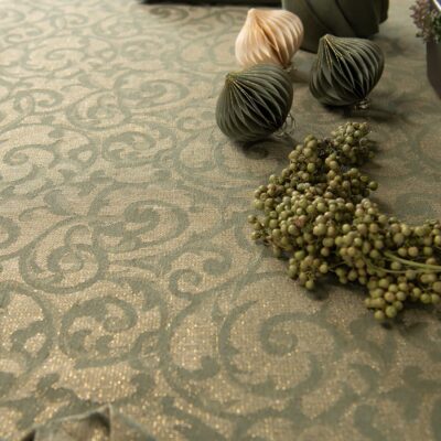 ATLANTA Tablecloth olive 13 linen cotton olive jacquard tablecloth for festive period.