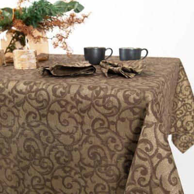 ATLANTA Tablecloth brown 10 linen cotton brown jacquard tablecloth, decoration.
