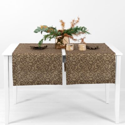 ATLANTA Table runner brown 4 linen cotton brown jacquard runner