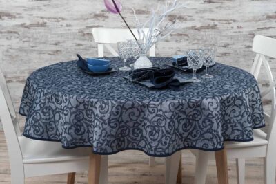 ATLANTA Tablecloth round/oval blue