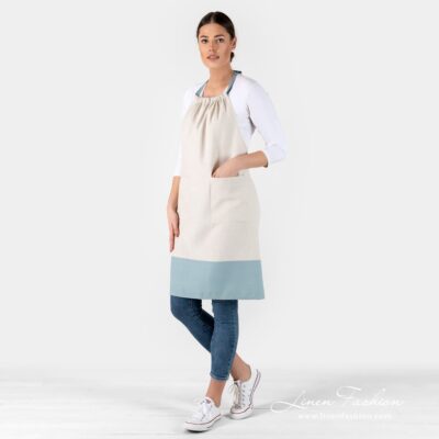 JAVA Apron light beige 7 JAVA linen cotton apron in full size