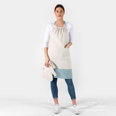 JAVA Apron light beige 8 JAVA linen cotton apron with matching kitchen gloves