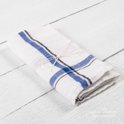 Kitchen towel No. 9 3 White kitchen towel with blue checks