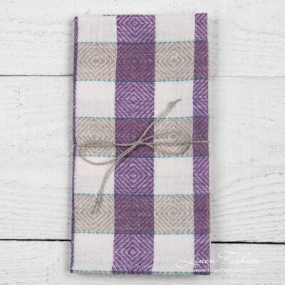 Kitchen towel No. 44 4 Linen kitchen towel in rhombuses and checks