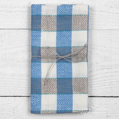 Kitchen towel No. 45 4 Linen kitchen towel in rhombuses and checks