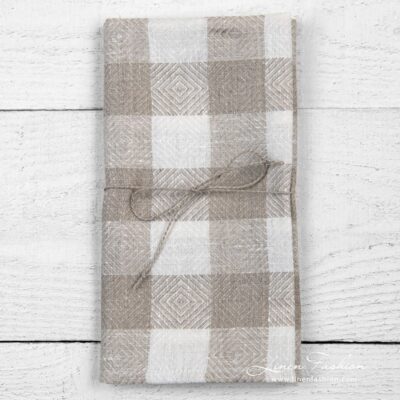 Kitchen towel No. 47 4 Linen kitchen towel with rhombuses and checks