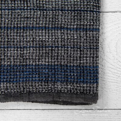 Kitchen towel No. 36 6 Linen black towel with blue stripes
