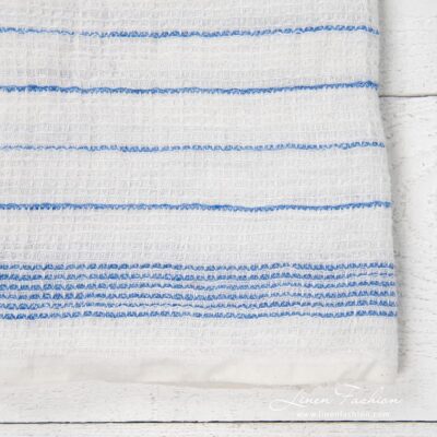 Kitchen towel No. 34 6 White kitchen towel with blue stripes, waffle weave
