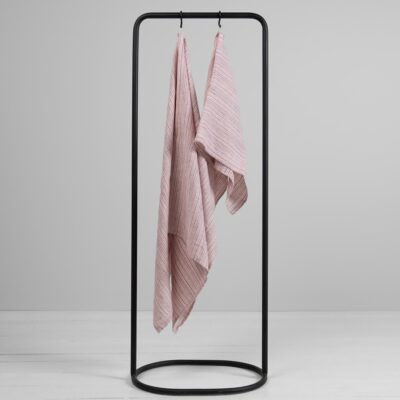 PURO Bath towel striped pink 5 Linen pink striped waffle bath towels