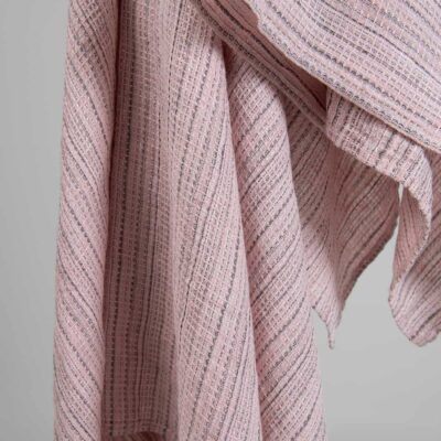 PURO Bath towel striped pink 8 Linen pink striped waffle bath towels, waffle weave pattern