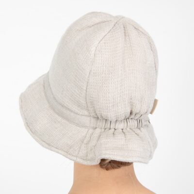 PURO Sauna hat beige 4 natural linen sauna hat from back
