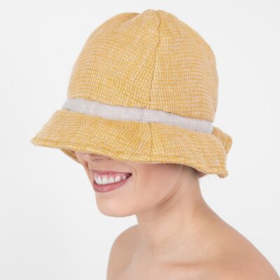 PURO Sauna hat yellow 3 yellow linen sauna hat