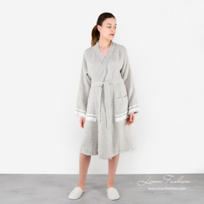 MALTA Bathrobe grey 7 Linen grey robe for women, malta.