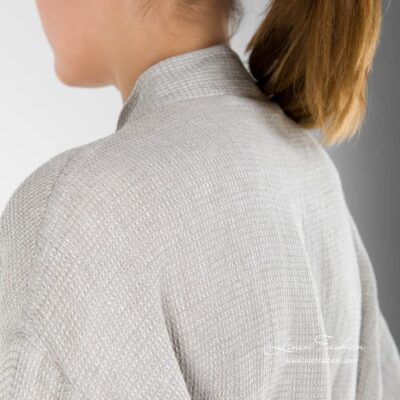 MALTA Bathrobe grey 8 Grey womens robe of 100% linen, malta.