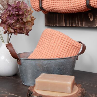 linen cotton bath towel peach, small size