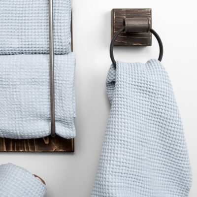 BINGO Bath towel ice blue 9 Linen cotton blue waffle towel, big size