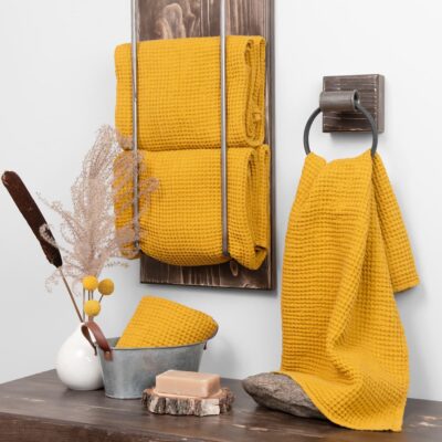 BINGO Bath towel yellow mustard 6 linen cotton mustard bath towel