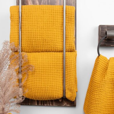 BINGO Bath towel yellow mustard 9 linen cotton mustard bath towel, big towel