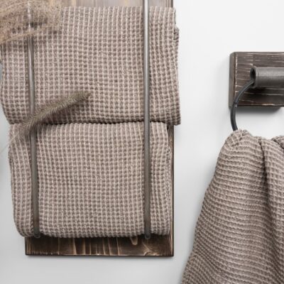 BINGO Bath towel grey brown 8 grey brown linen bath towel, big size