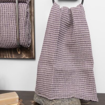 BINGO Bath towel grey violet 7 grey violet linen bath towel, waffle structure