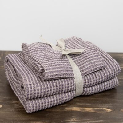 BINGO Bath towel grey violet 10 grey violet linen bath towel, set.