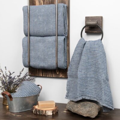 BINGO Bath towel grey blue 6 grey blue linen cotton bath towel