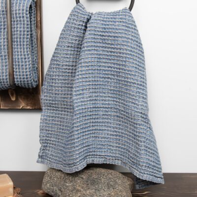 BINGO Bath towel grey blue 8 grey blue linen cotton bath towel, washed