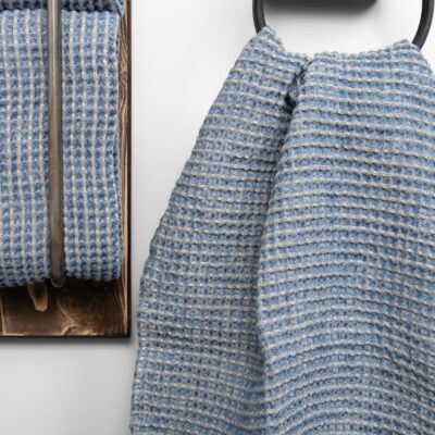 BINGO Bath towel grey blue 9 grey blue linen cotton bath towel, waffle structure