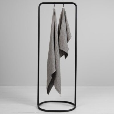 RAY Bath towel grey 5 Grey linen herringbone bath towel