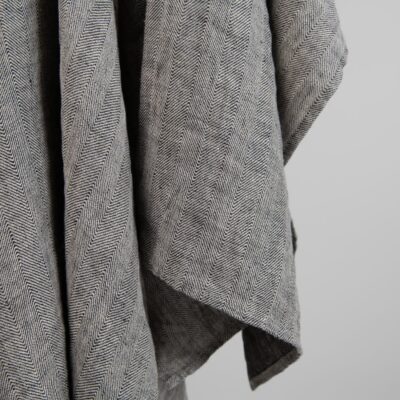RAY Bath towel grey 8 Grey linen herringbone bath towel, washed
