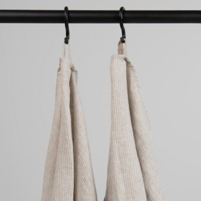 MARGO Bath towel beige 5 Beige linen striped bath towel, with hanging loops