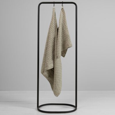 MARGO Bath towel green patterned 4 Green linen patterned bath towel