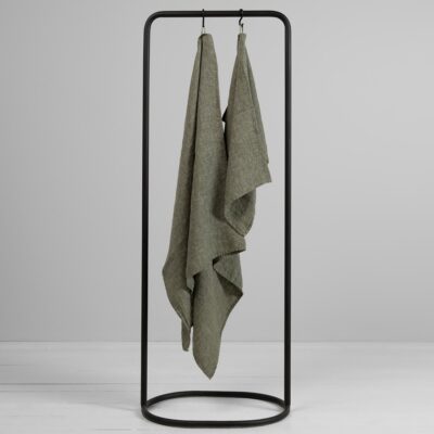 MARGO Bath towel dark green 4 Dark green linen patterned bath towel