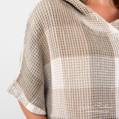BINGO Poncho sand 12 Linen poncho towel with short sleeves