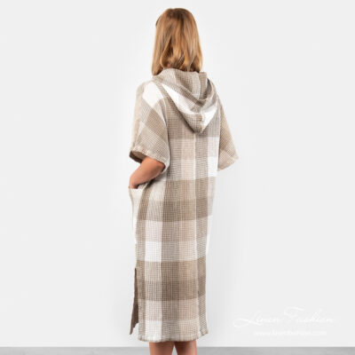 BINGO Poncho sand 15 Linen poncho towel, short sleeves, hood