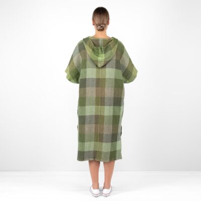 green linen poncho from backside.