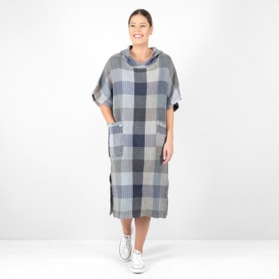 grey blue linen poncho bingo.