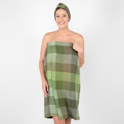 BINGO Wrap towel green 8 linen green wrap towel washed.