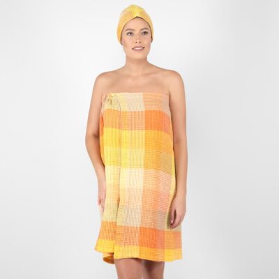 BINGO Wrap towel orange 8 orange linen wrap towel, washed.