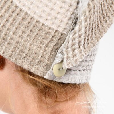 BINGO Hair wrap towel sand 6 Linen hair towel turban with a button