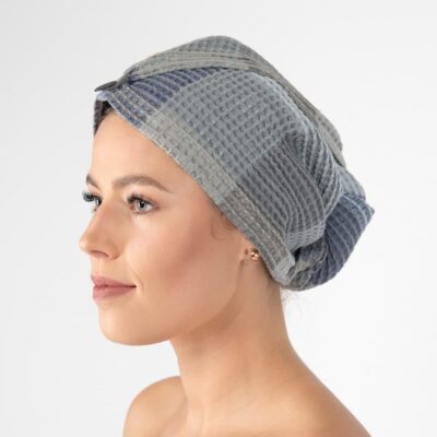 BINGO Hair wrap towel blue grey 4 grey hair wrap linen towel, bingo.