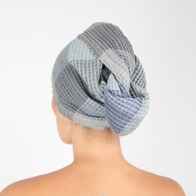 BINGO Hair wrap towel blue grey 6 grey hair wrap linen towel, bingo, waffle.