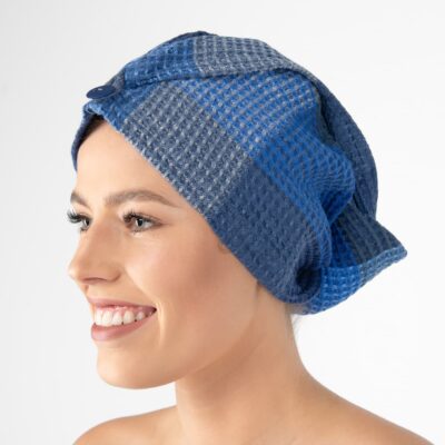 BINGO Hair wrap towel blue 4 blue linen hair wrap towel bingo.