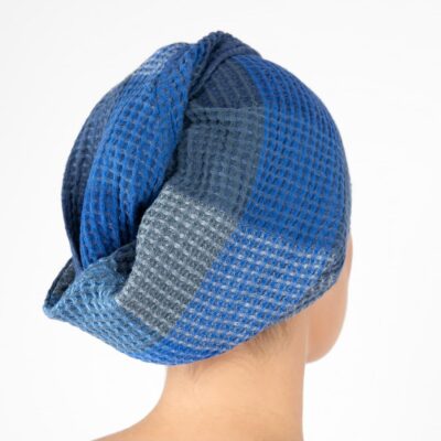 BINGO Hair wrap towel blue 5 blue linen hair wrap towel bingo, washed.