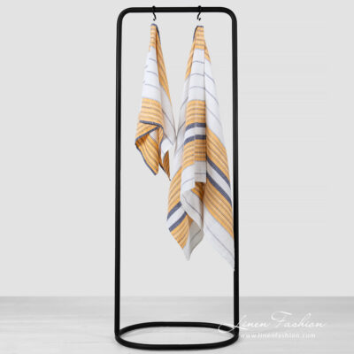 KORA Bath towel white striped 5 bath towel white with stripes.