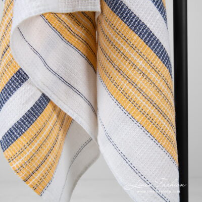 KORA Bath towel white striped 7 bath towel white with stripes, waffle design.