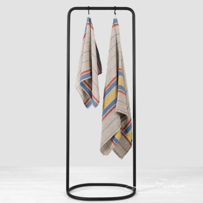 ZELDA Bath towel beige striped 4 Linen cotton beige bath towel.