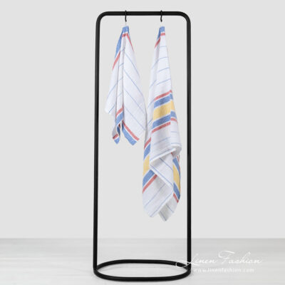 ZELDA Bath towel white striped 5 Linen cotton white striped bath towel.