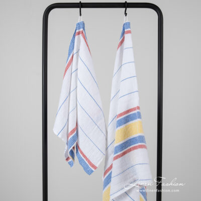 ZELDA Bath towel white striped 6 Linen cotton white striped bath towel, different sizes.